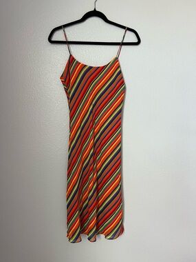 Ralph Ralph Lauren Multicolor Diagonal Stripe Spaghetti Strap Dress
